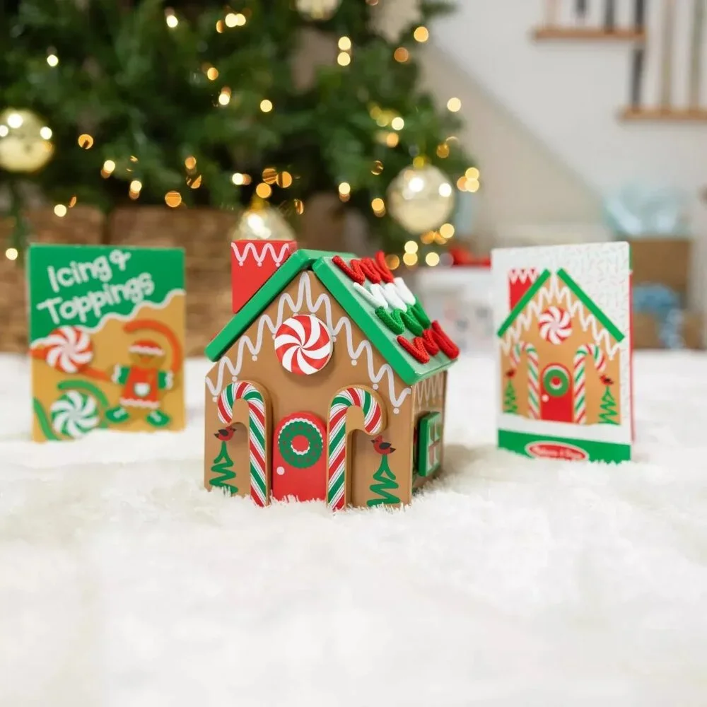 Melissa & Doug Gingerbread House Wooden Playset 38 Pieces Building Christmas NEW